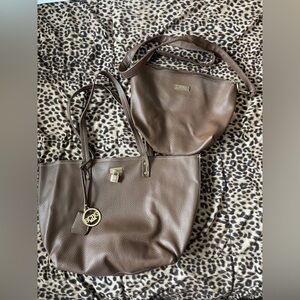 BCBG Brown Tote and Crossbody Set